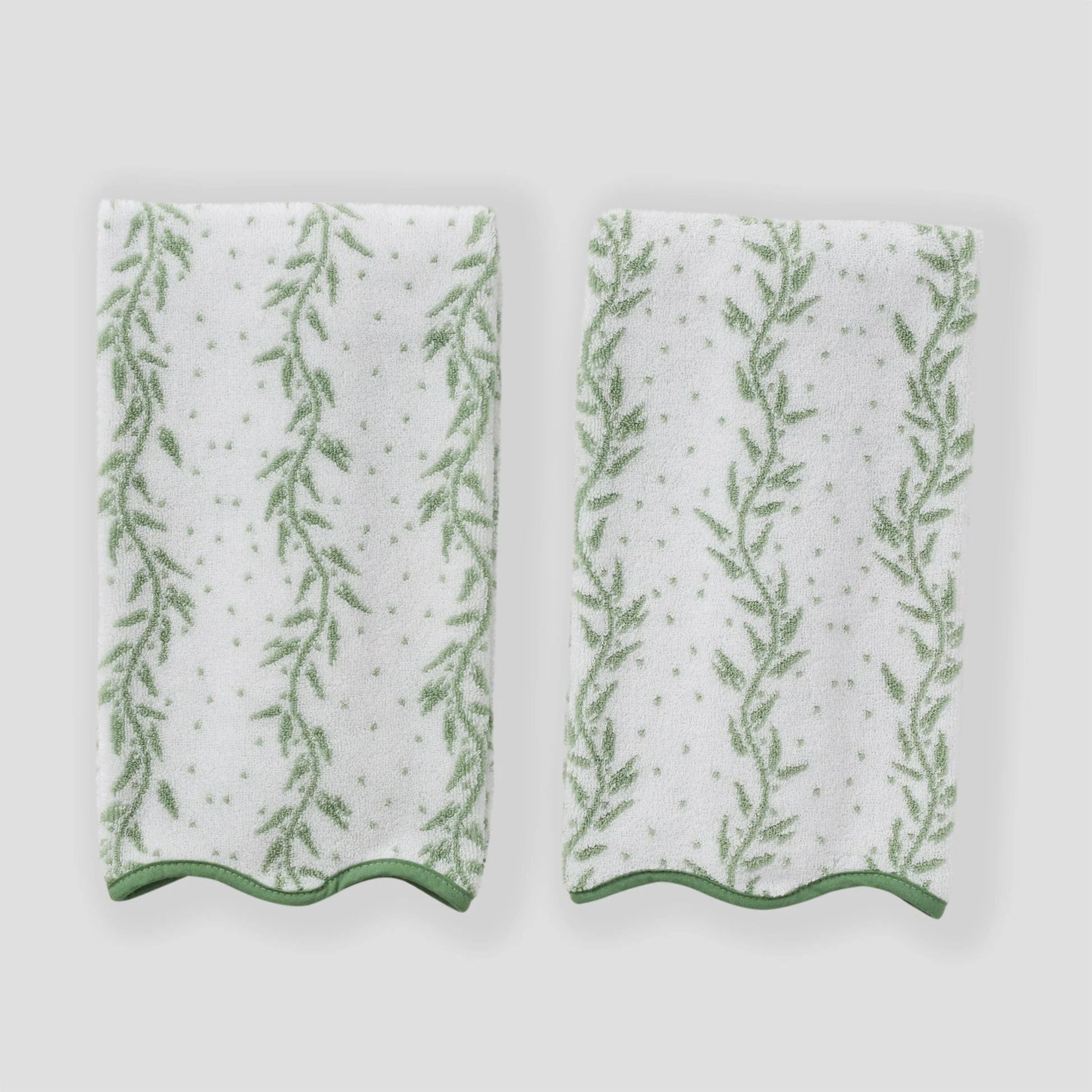 Patterned Scallop Hand Towels (pair) - Image 41